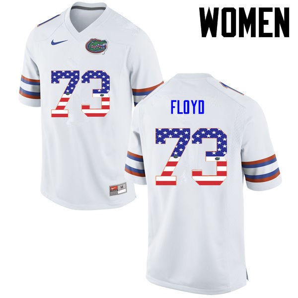 Florida Gators Women #73 Sharrif Floyd College Football USA Flag Fashion White